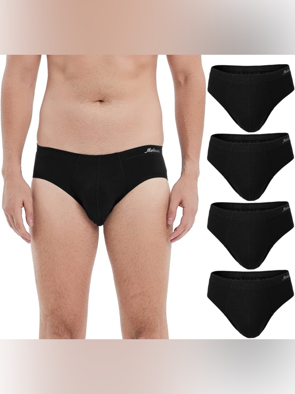 Molasus Men's Breathable Cotton Briefs Underwear No Fly Size XXL